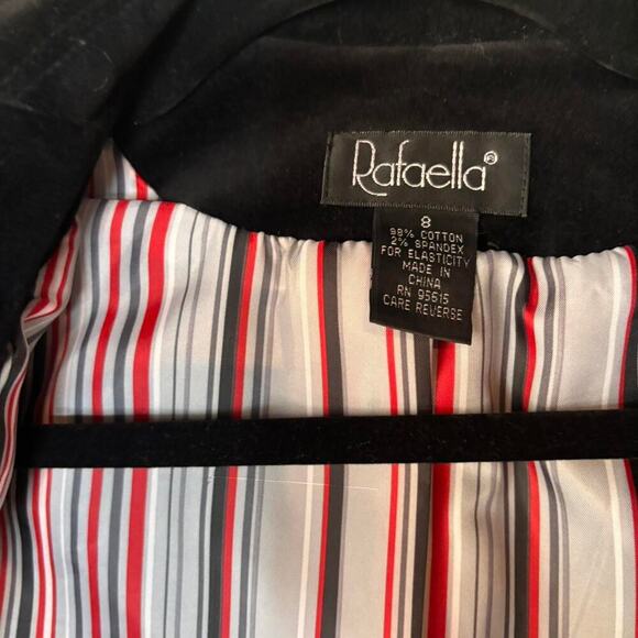 Black Velvet Double Breasted Blazer Black Buttons Red Striped Lining - Picture 6 of 6